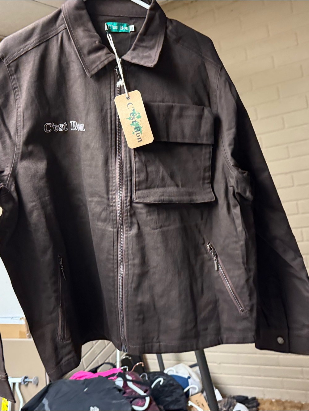 C’est Bon Men's Dark Brown Lightweight Zip Shirt Jacket